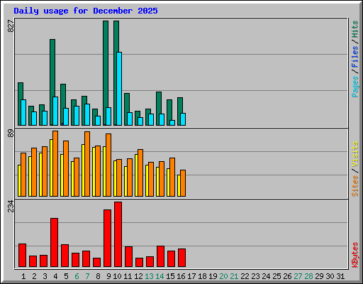 Daily usage for December 2025