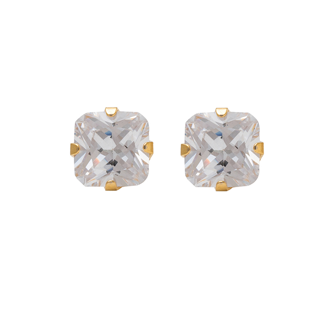 Earring Posts, 24K Gold Plated, Cubic Zirconia
